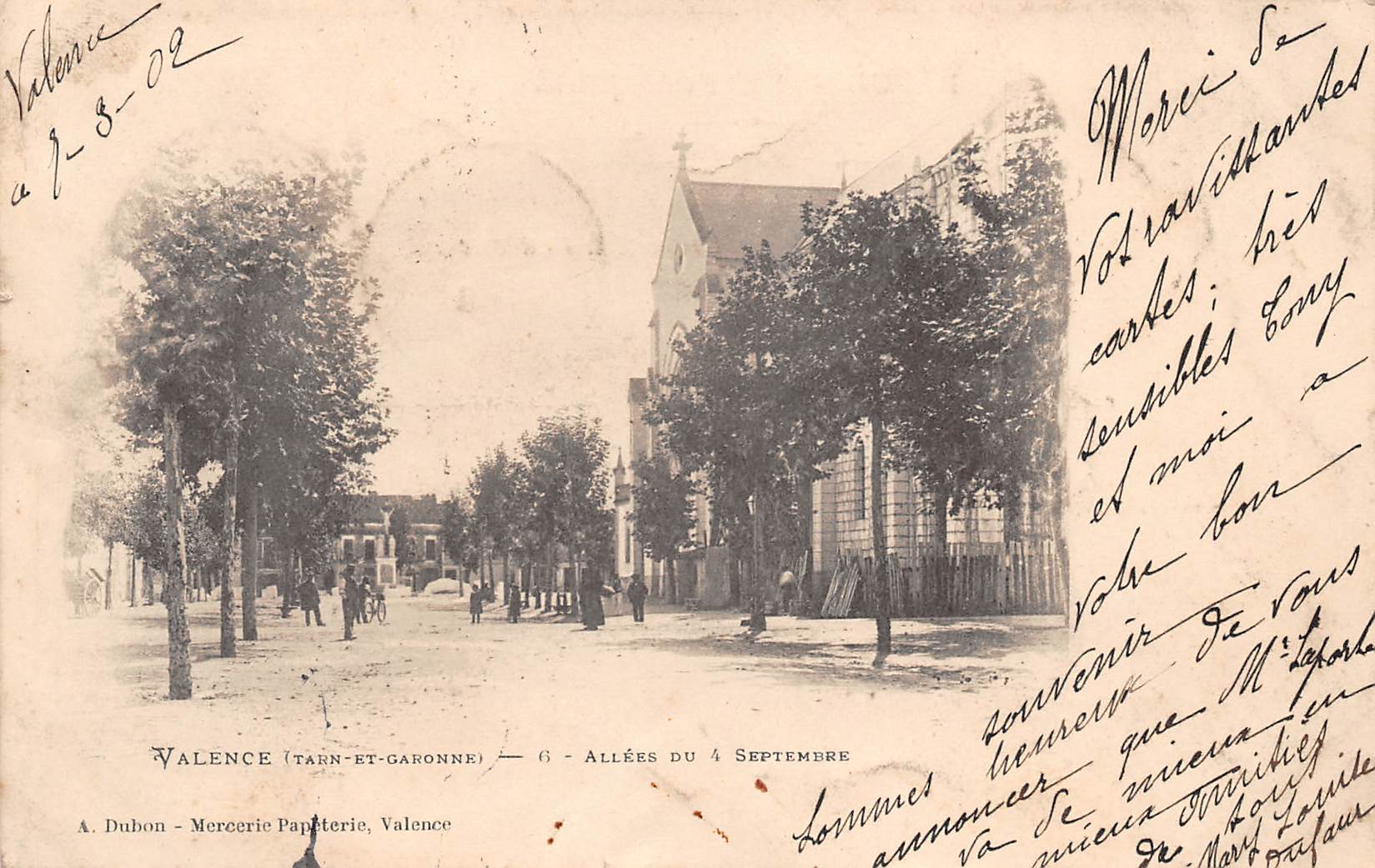 Carte postale ancienne - Valence, allée du 4 septembre 