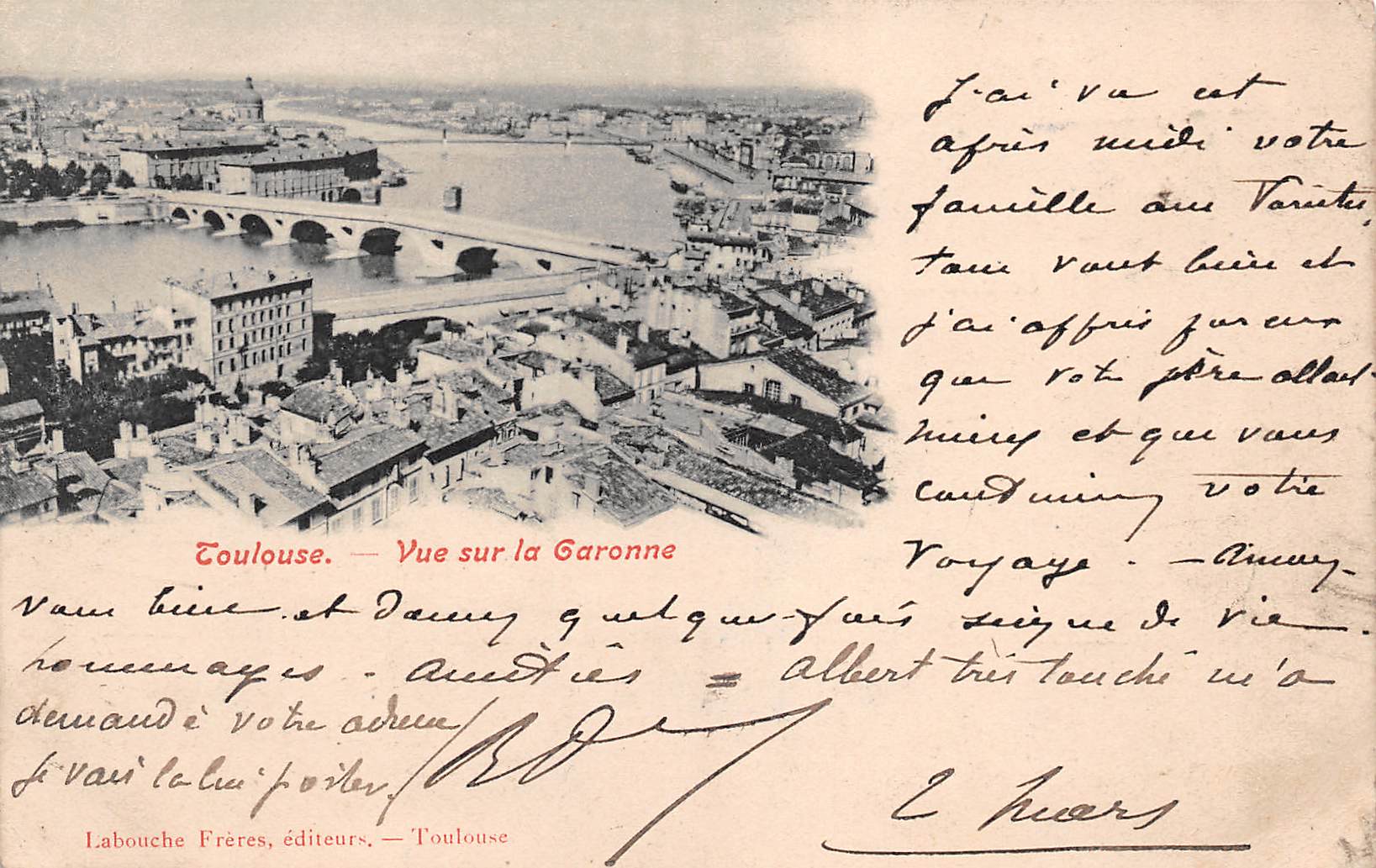 Carte postale ancienne - Toulouse vue sur la Garonne