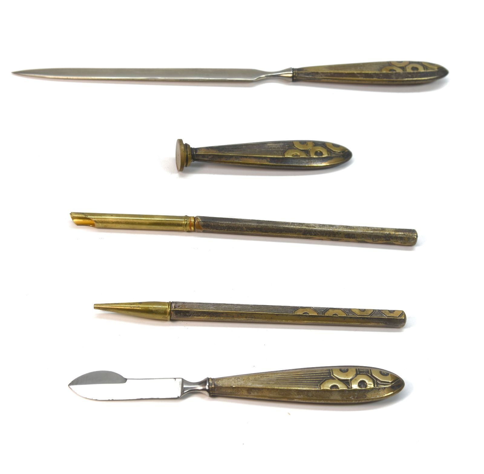 Boite de sceau à cacheter 1930 art déco (5 pièces)
