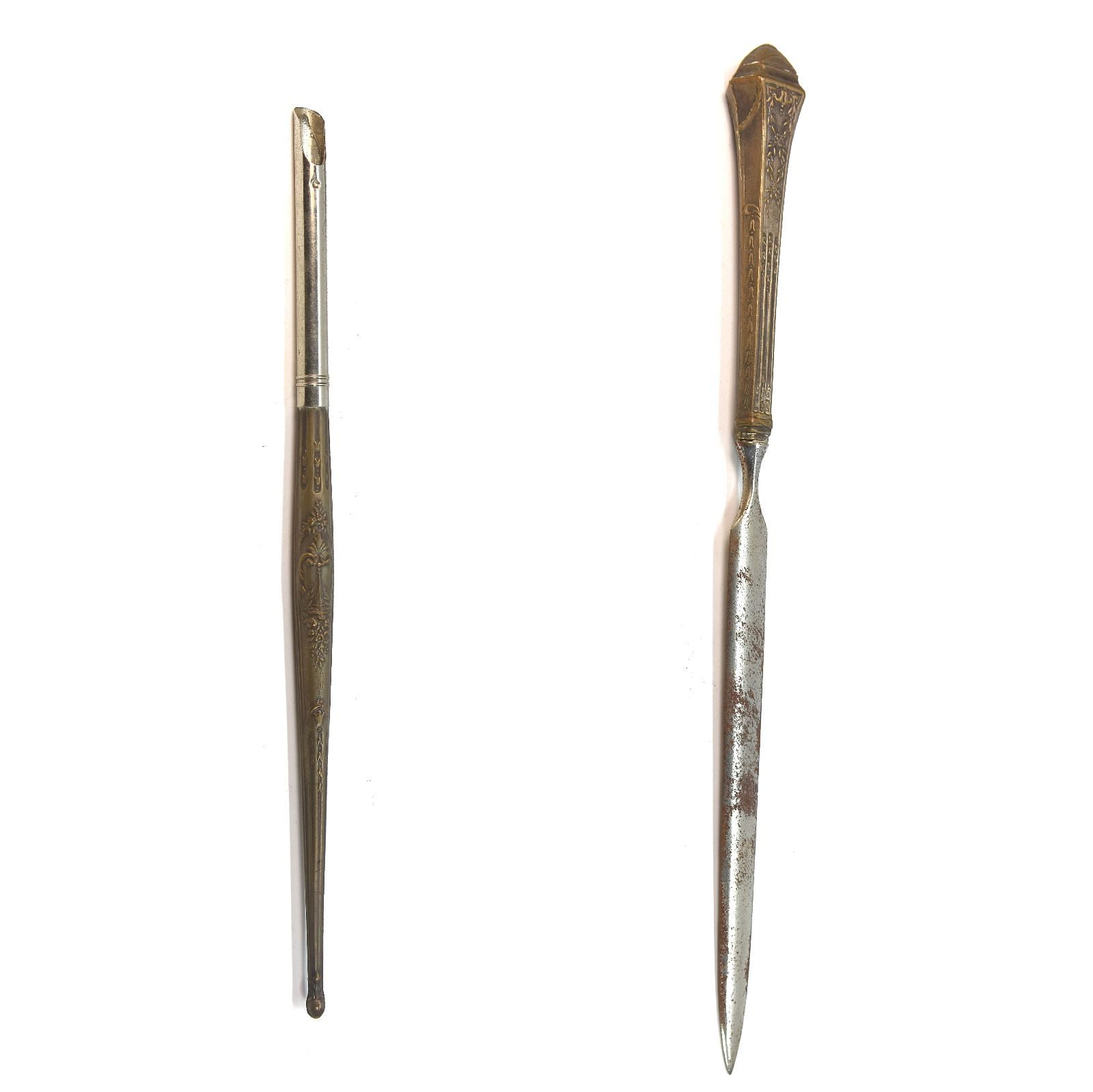 Boite de sceau à cacheter ancien 3 pièces métal argenté