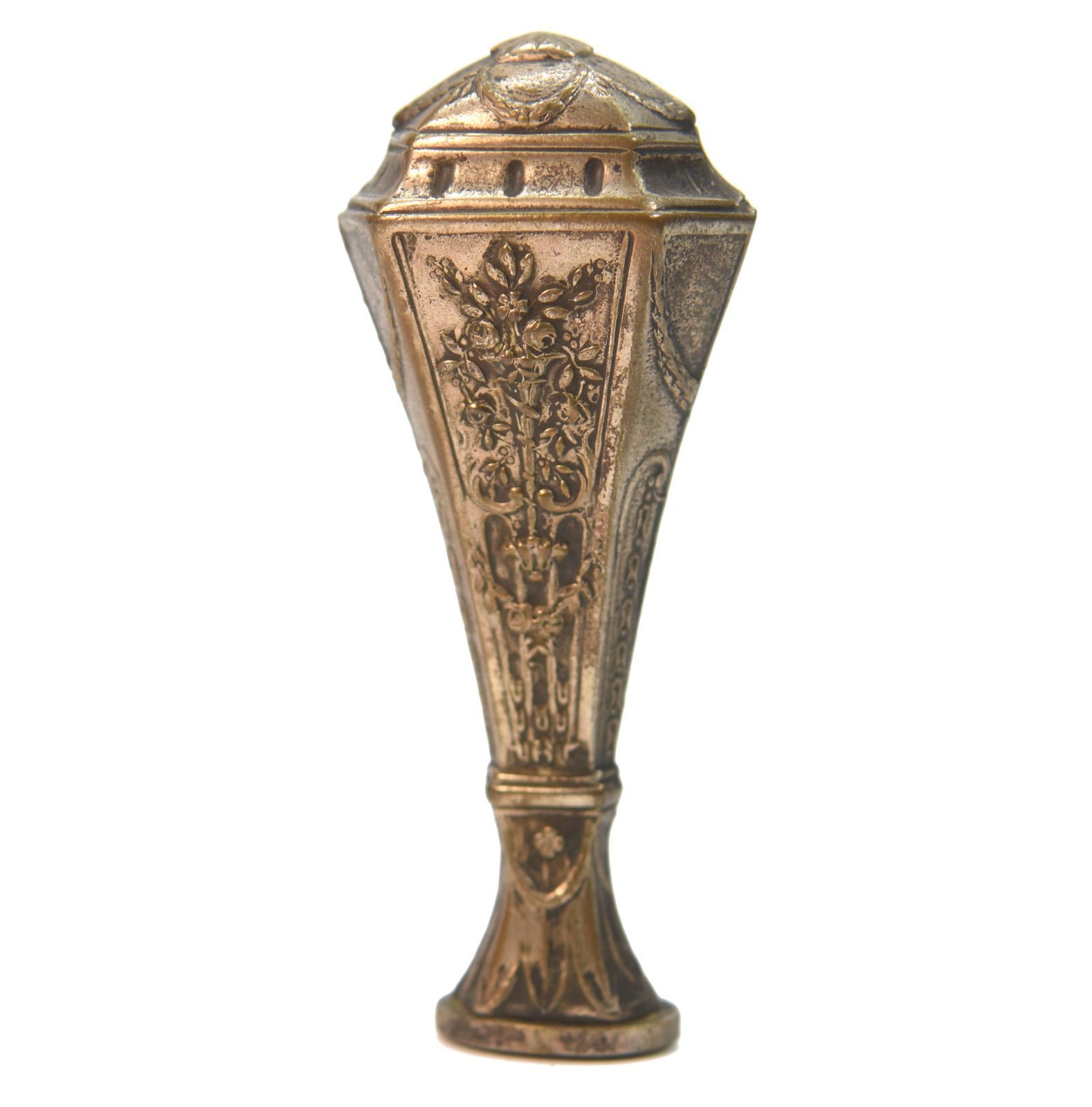 Boite de sceau à cacheter ancien 3 pièces métal argenté
