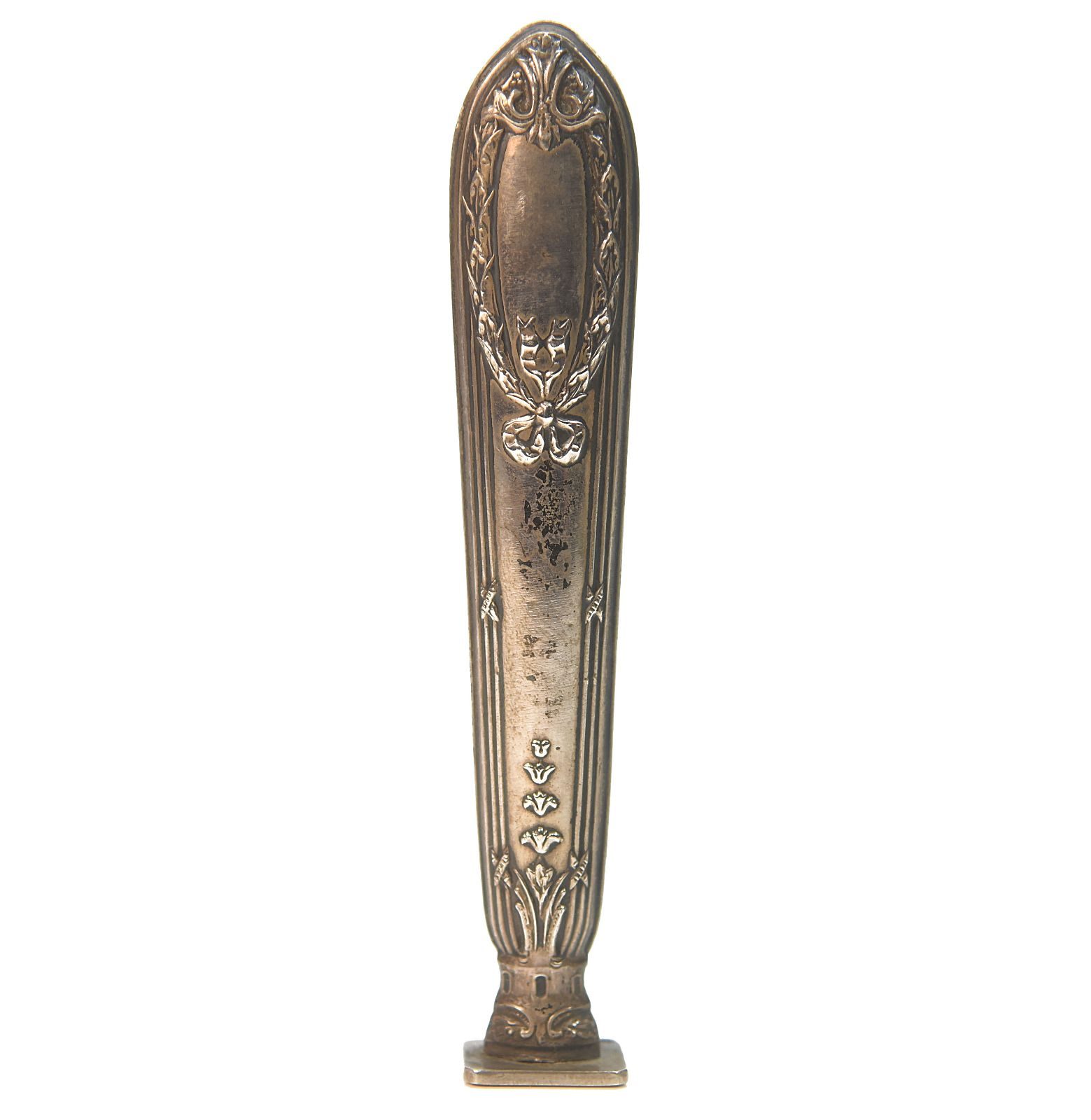 Boite de sceau à cacheter ancien 3 pièces métal argenté fioritures