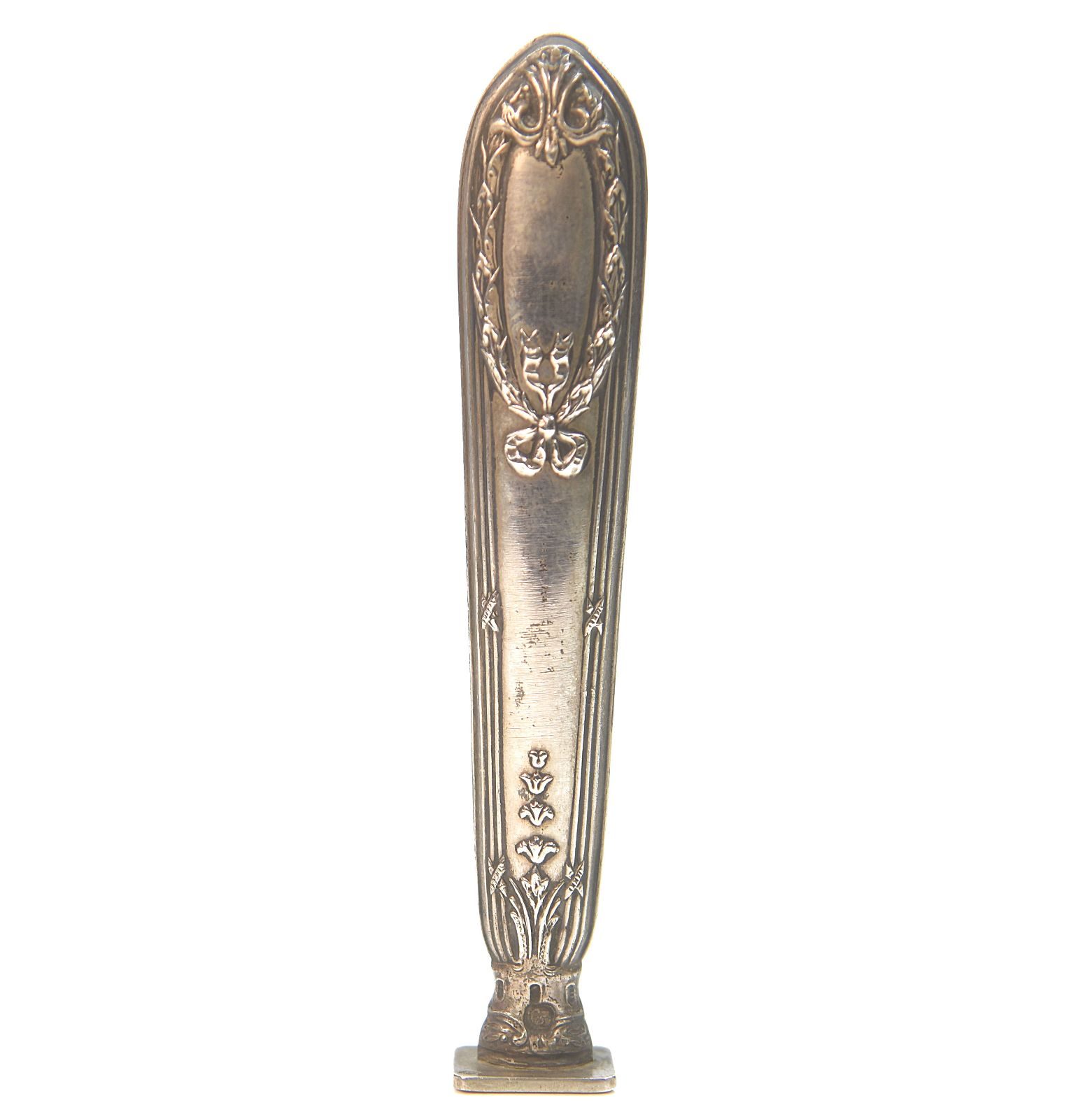 Boite de sceau à cacheter ancien 3 pièces métal argenté fioritures
