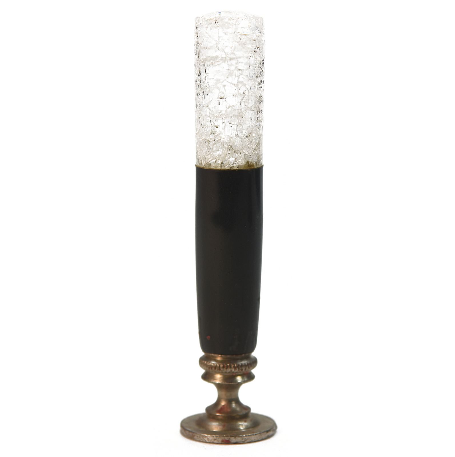 Boite de sceau à cacheter ancien vers 1930 en laque et verre 3 pièces