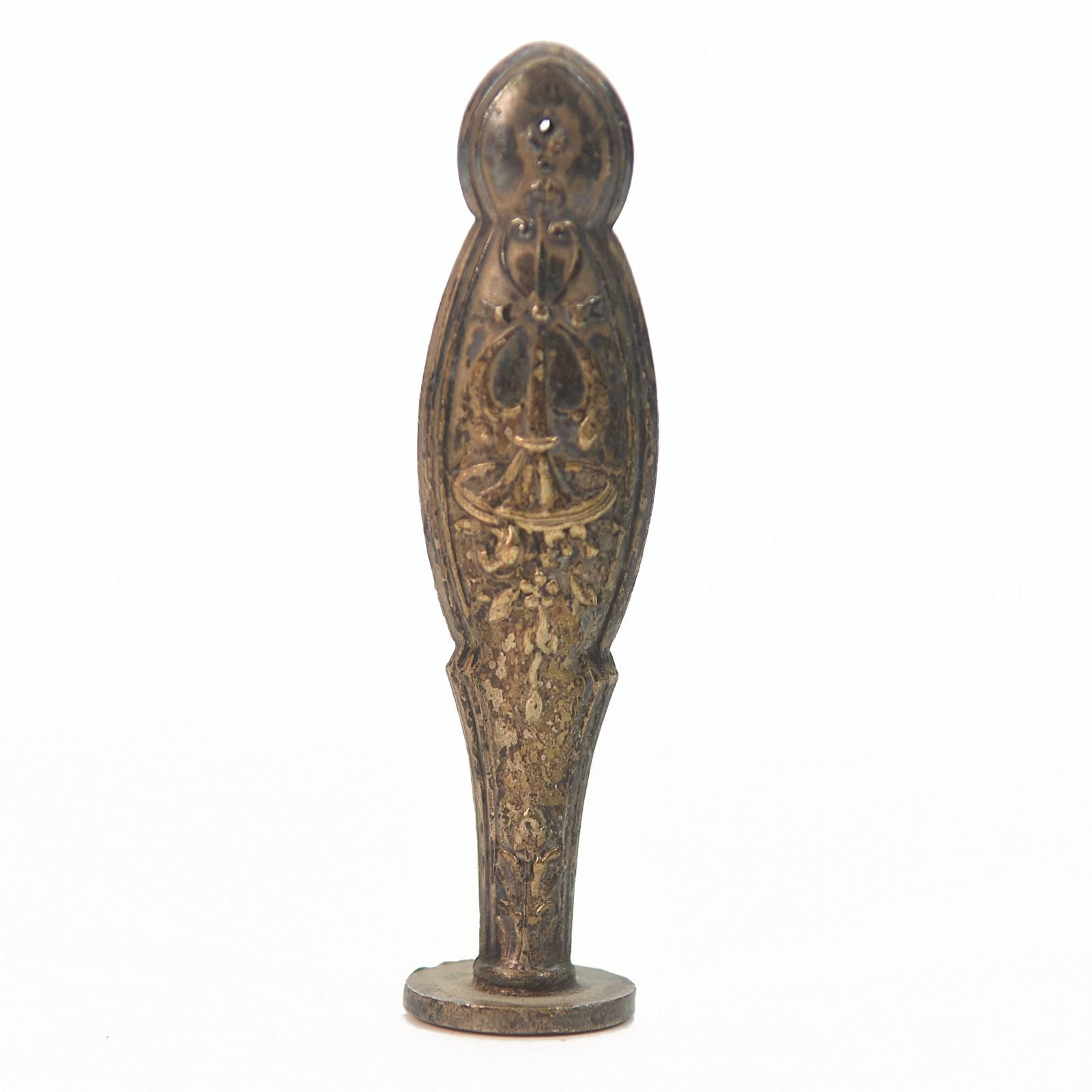 Boite de sceau à cacheter collection 4 pièces métal argenté fin XIXème