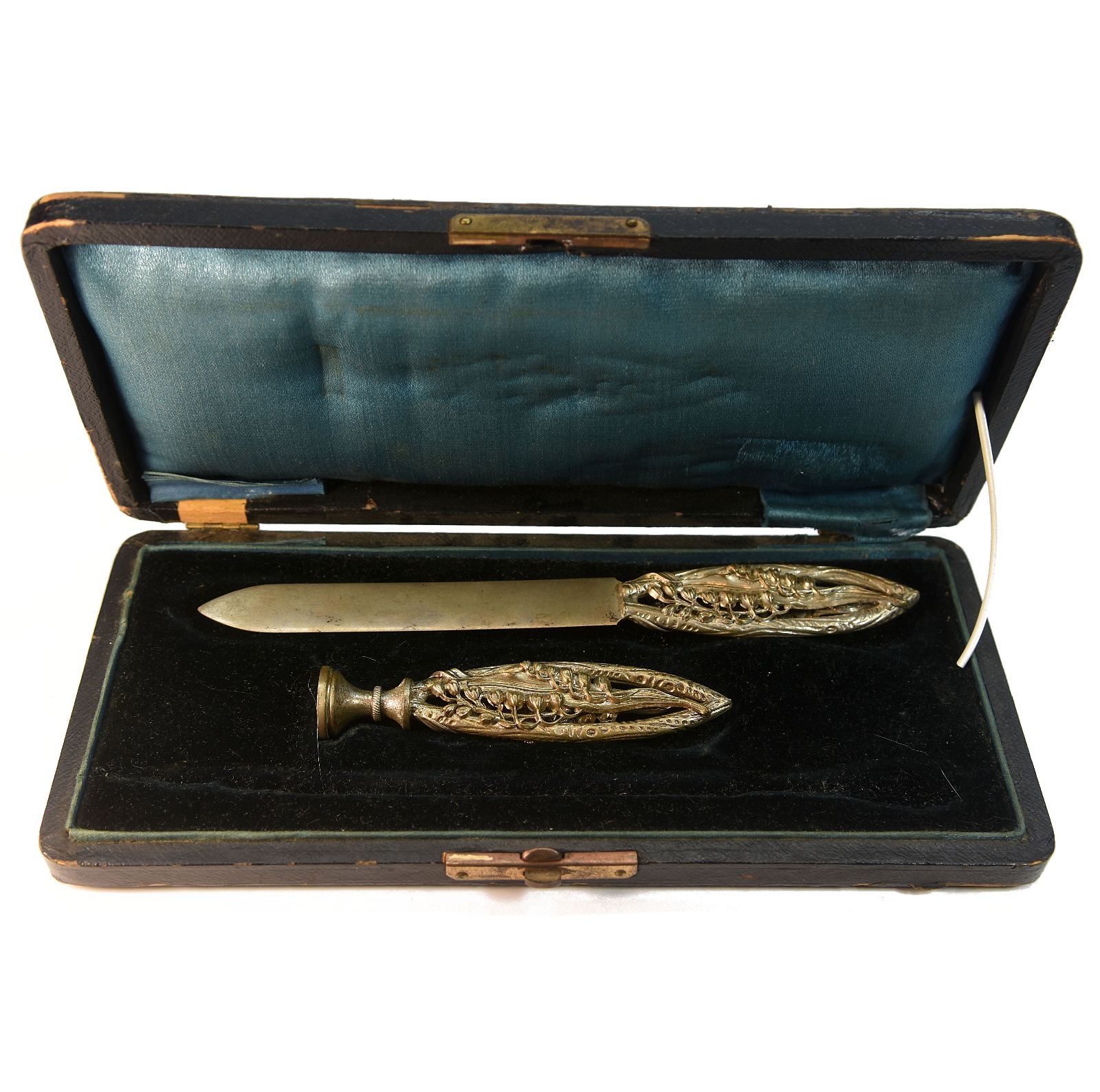 Boite de sceau à cacheter ancien 2 pièces Art nouveau au muguet