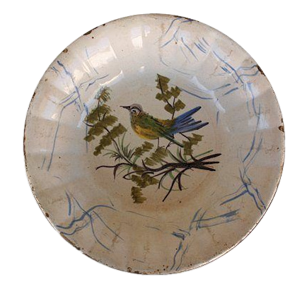 Assiette céramique peinte XIXème oiseau