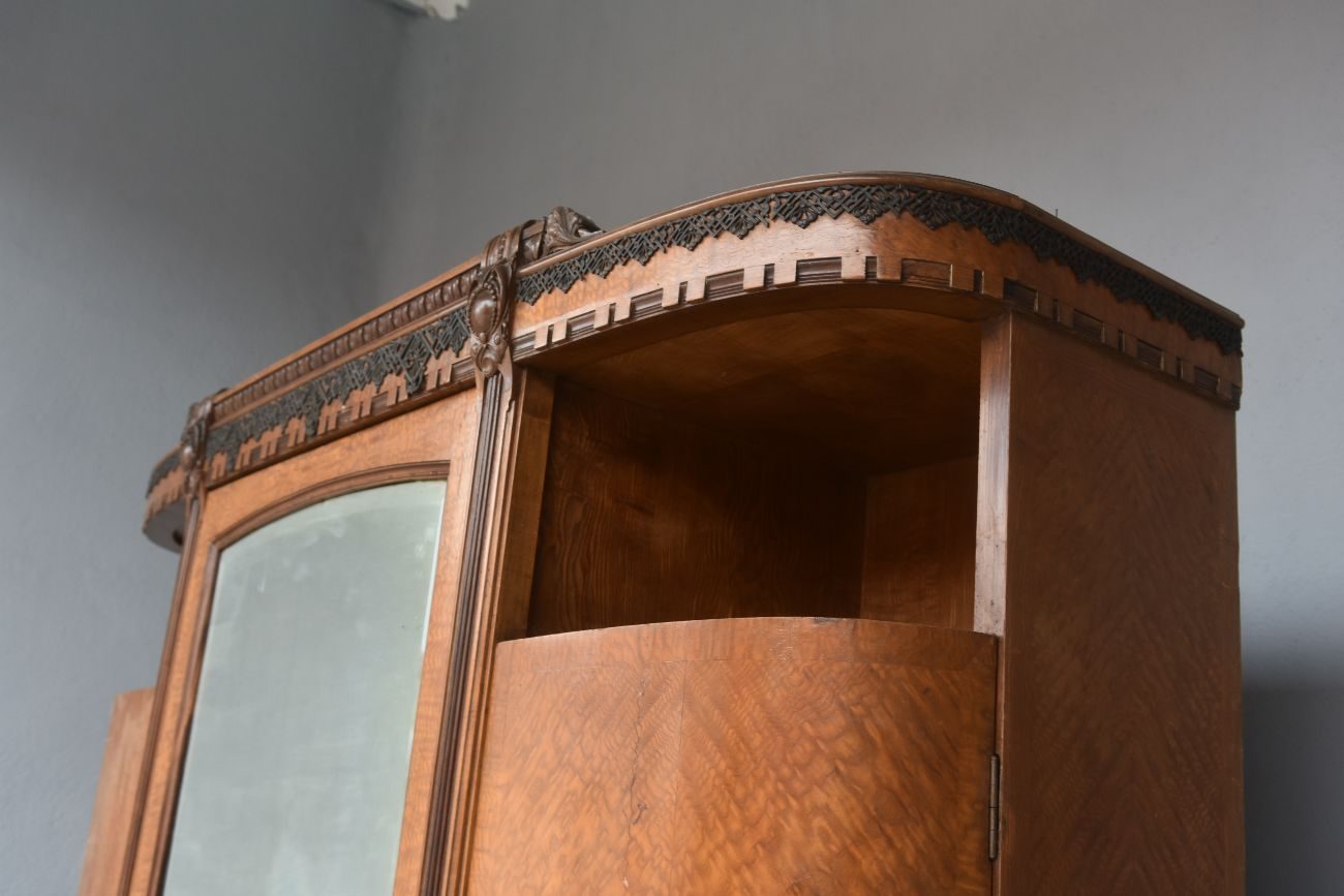 Armoire à glace 1900 Art nouveau acajou et loupe d'érable