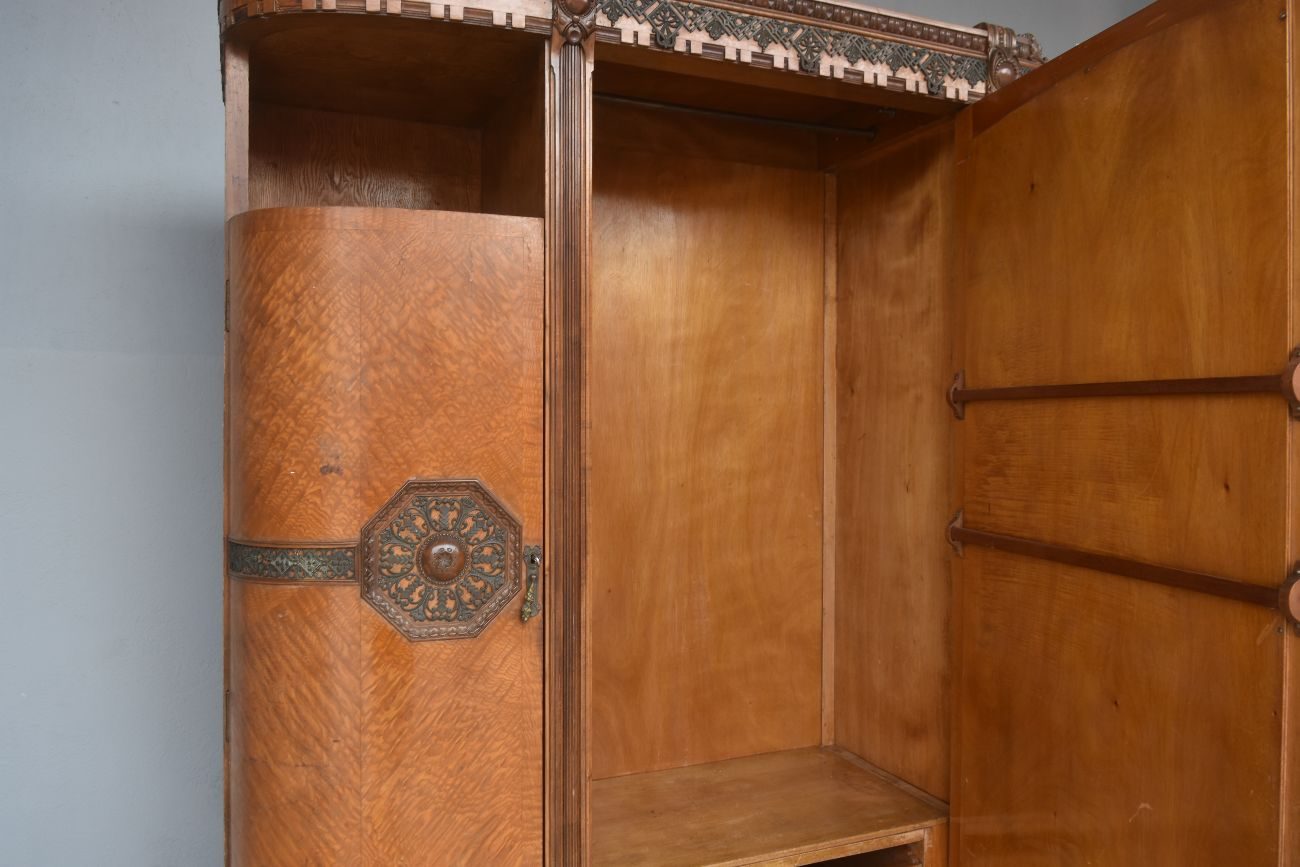 Armoire à glace 1900 Art nouveau acajou et loupe d'érable