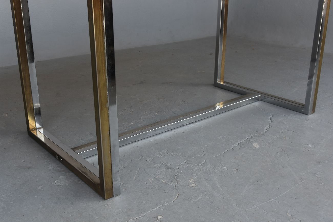 Table vintage 1970 métal chromé et verre 