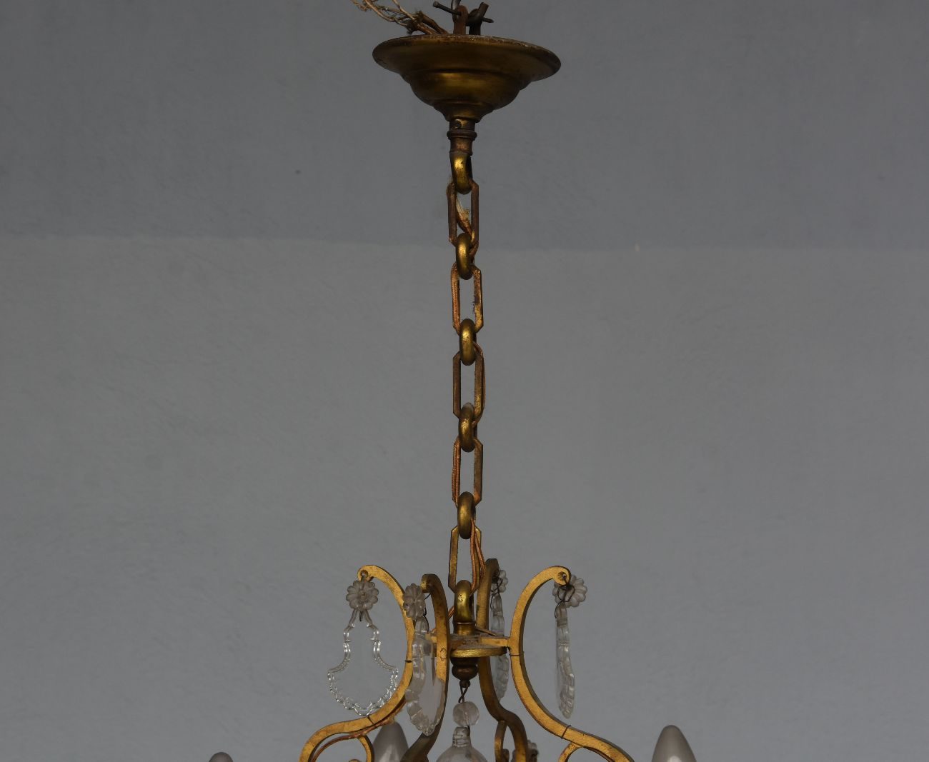 Lustre pampilles doré 6 feux