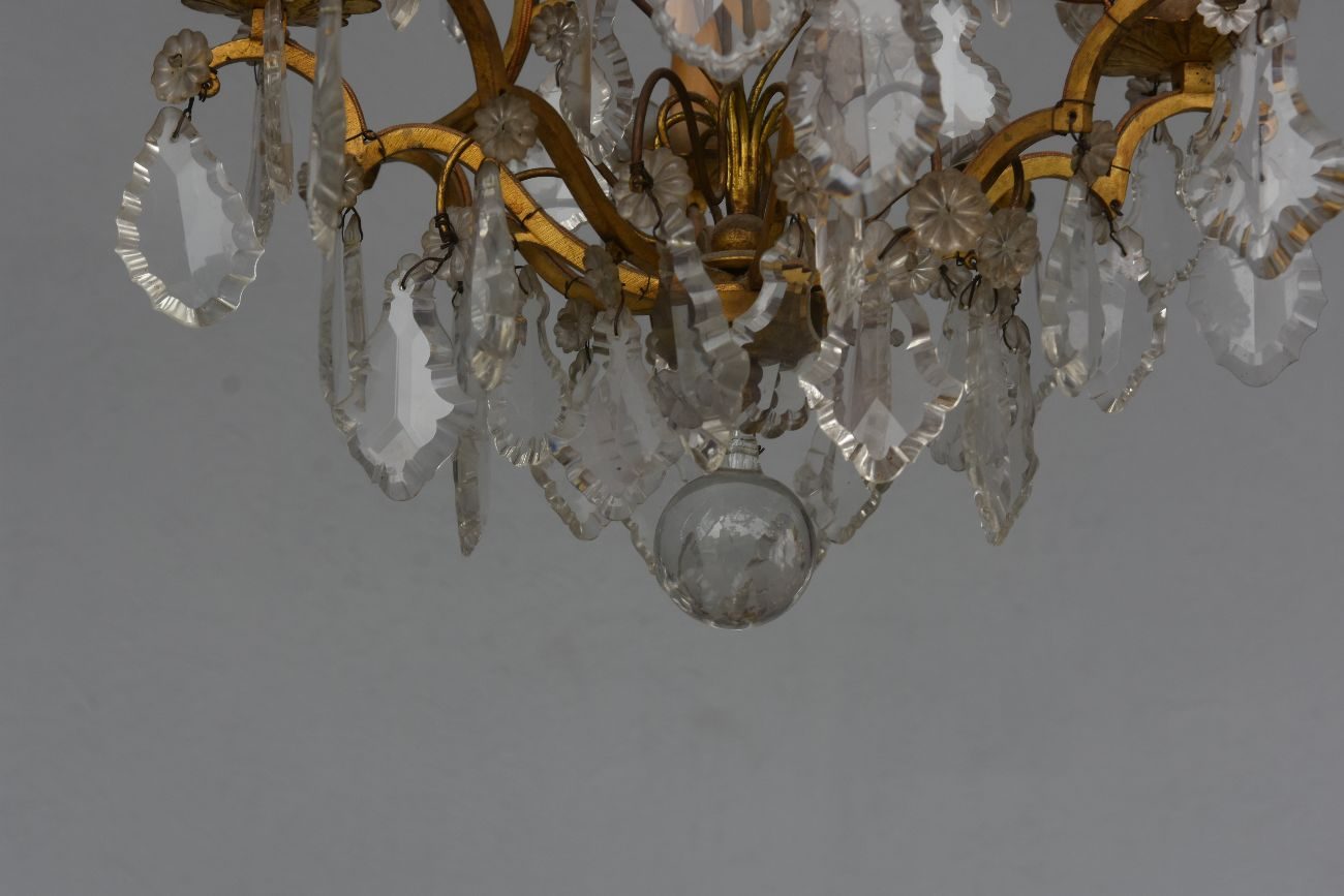 Lustre pampilles doré 6 feux