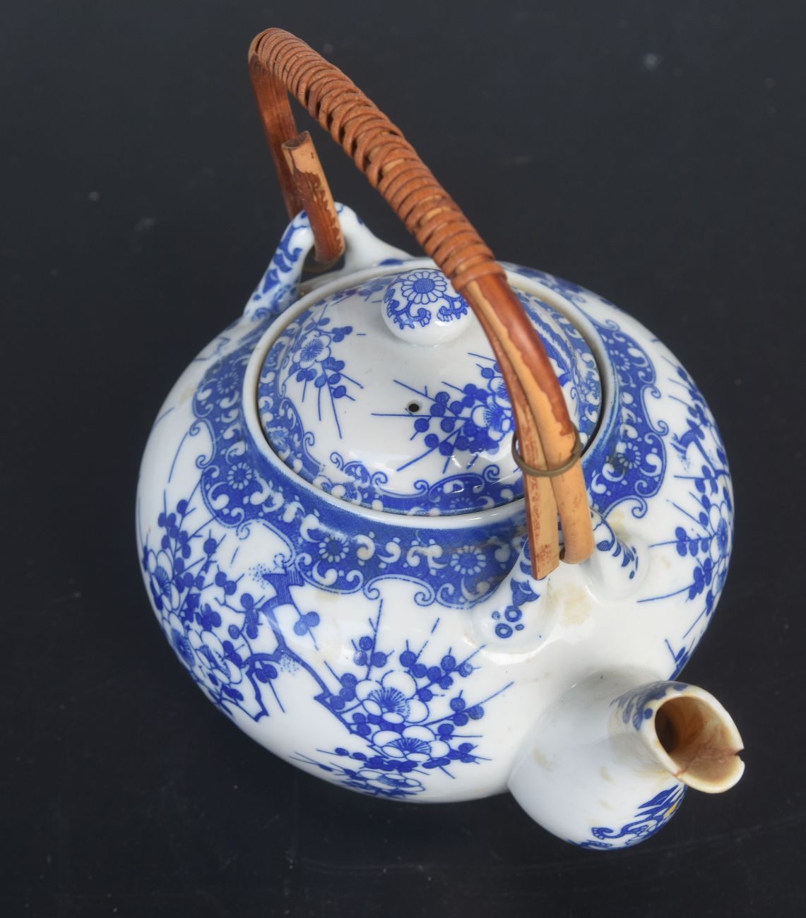 Service à thé en porcelaine Japonaise blanc bleu