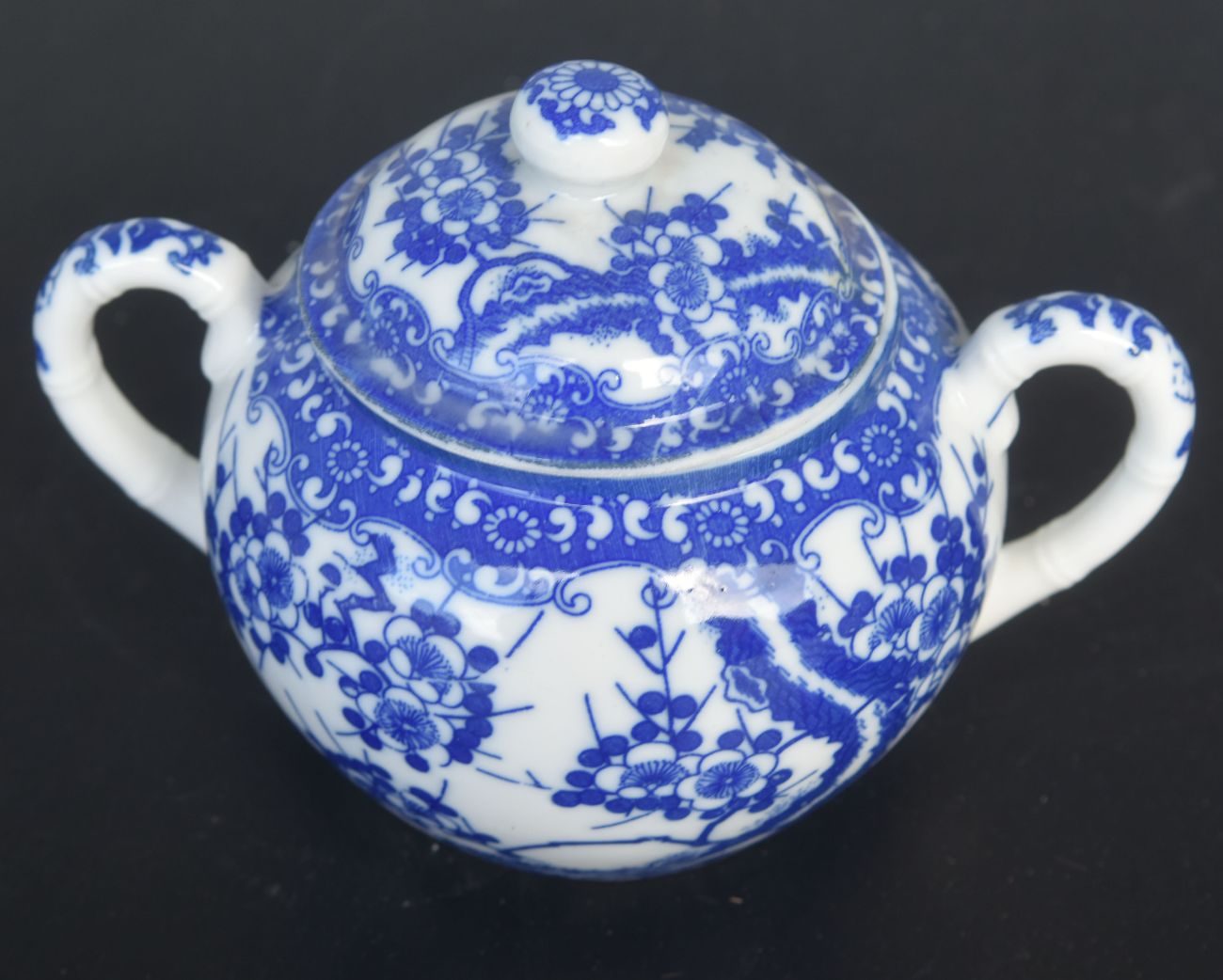 Service à thé en porcelaine Japonaise blanc bleu