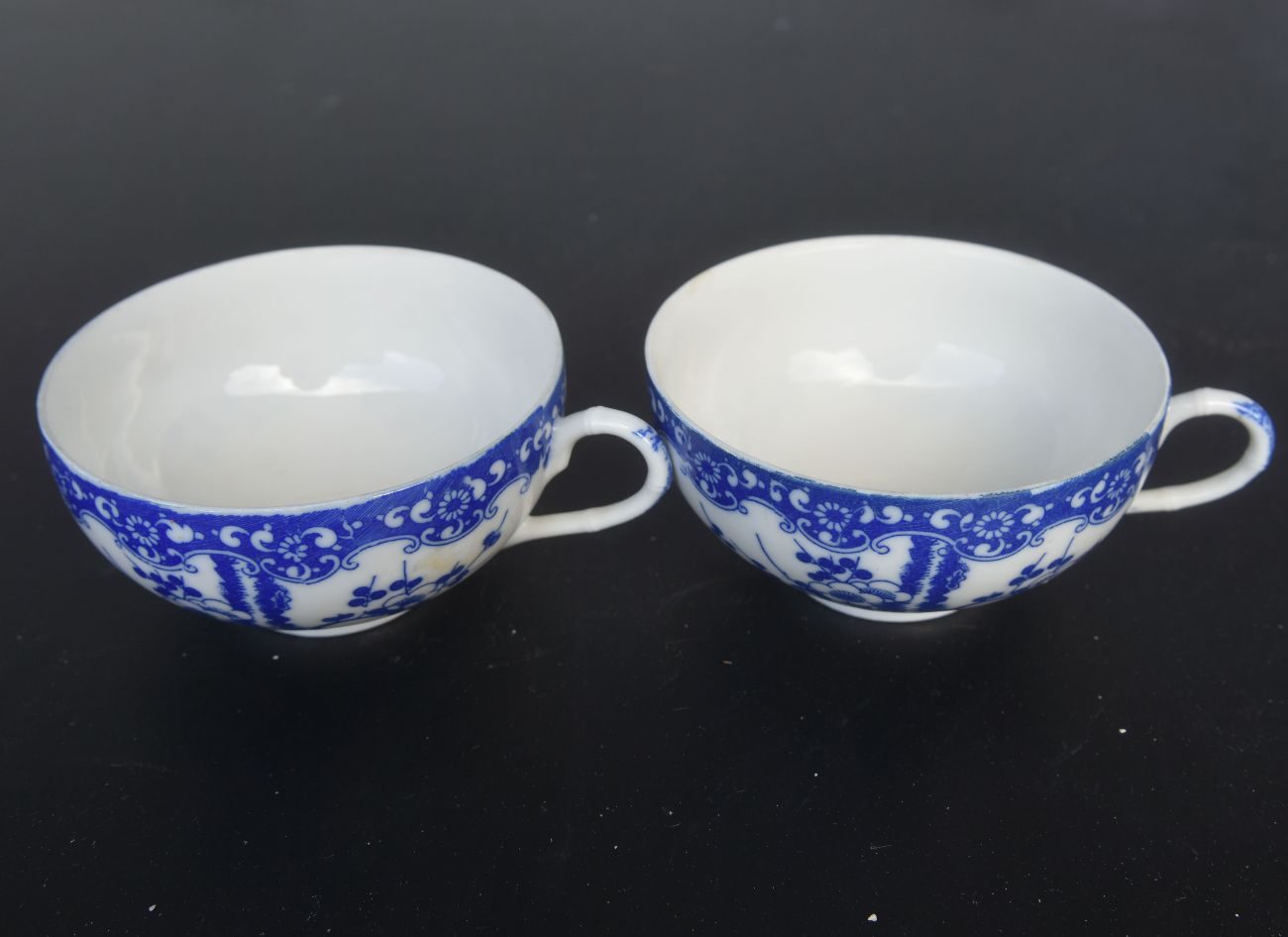 Service à thé en porcelaine Japonaise blanc bleu