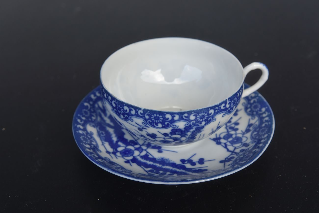 Service à thé en porcelaine Japonaise blanc bleu