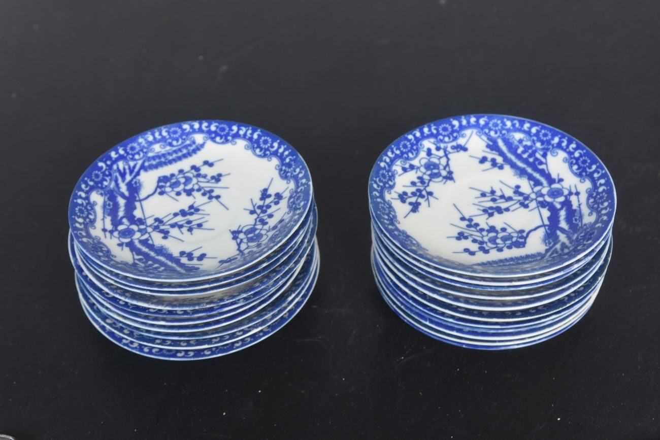 Service à thé en porcelaine Japonaise blanc bleu