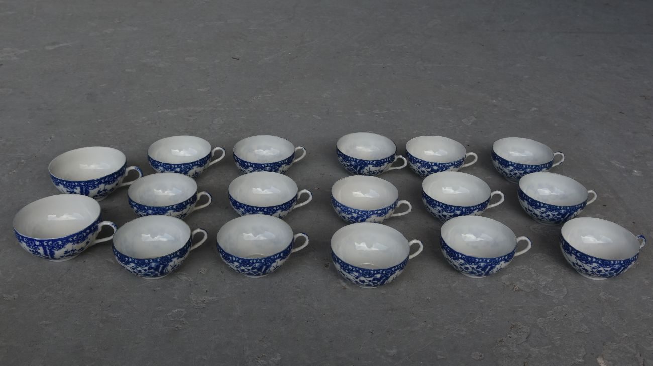 Service à thé en porcelaine Japonaise blanc bleu