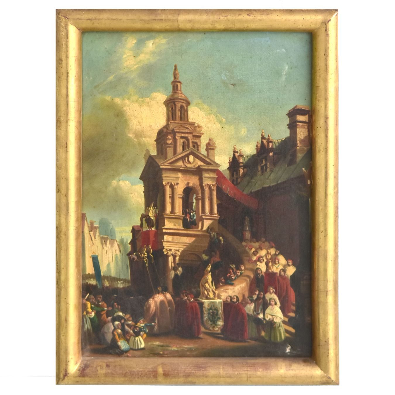 Procession de la gargouille peinture à l'huile sur panneau par Clément Boulanger