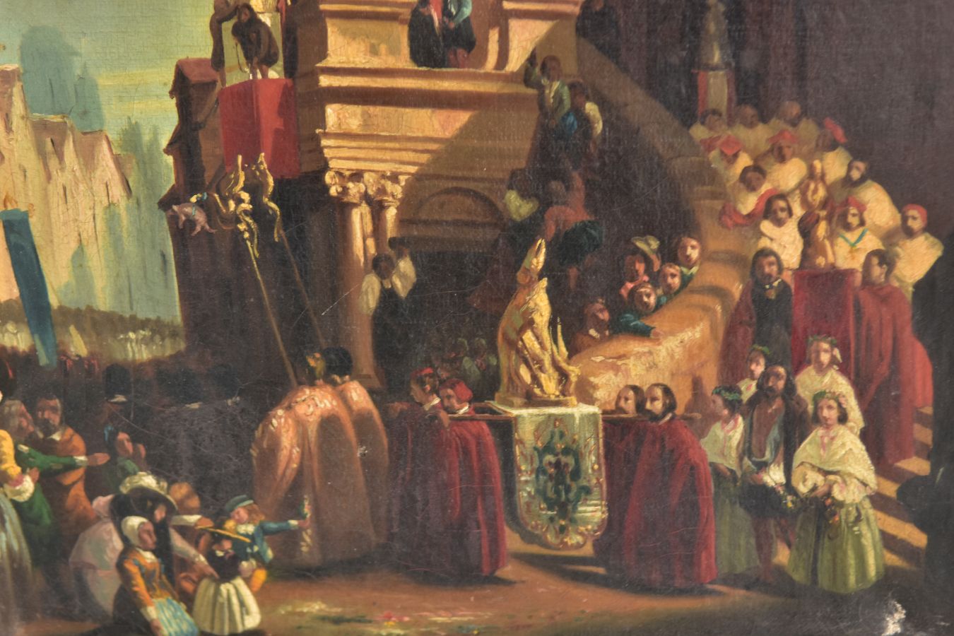 Procession de la gargouille peinture à l'huile sur panneau par Clément Boulanger