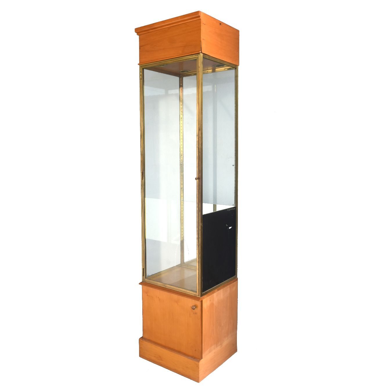 Vitrine de magasin laiton et bois 