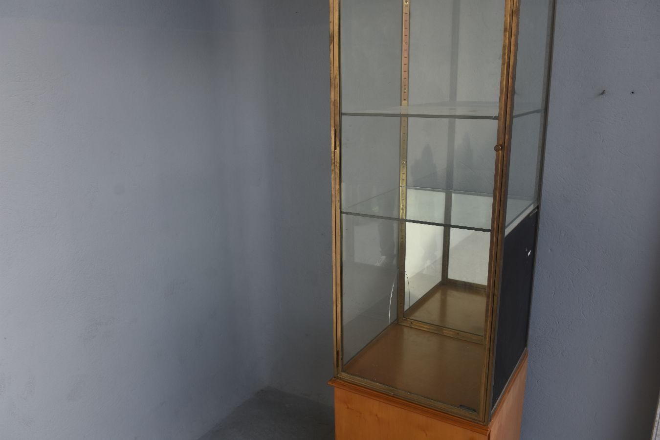 Vitrine de magasin laiton et bois 