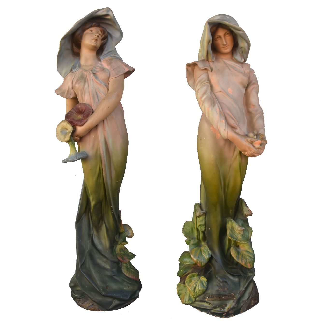 Statuette Art Nouveau vers 1900 par Luigi Vergnano "Les violettes" 