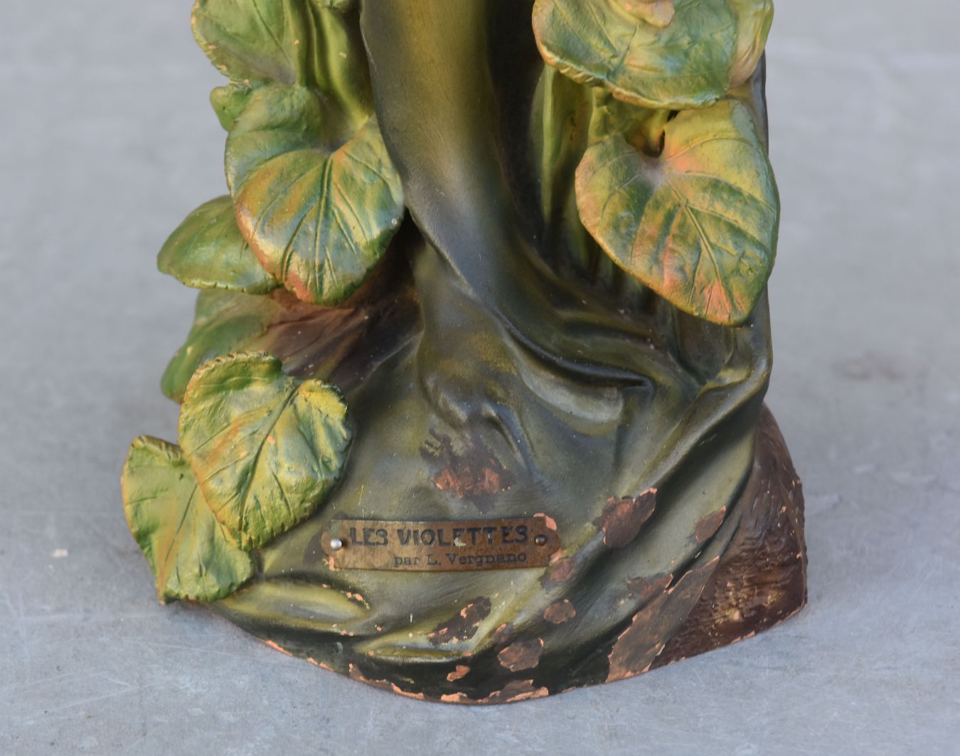 Statuette Art Nouveau vers 1900 par Luigi Vergnano "Les violettes" 