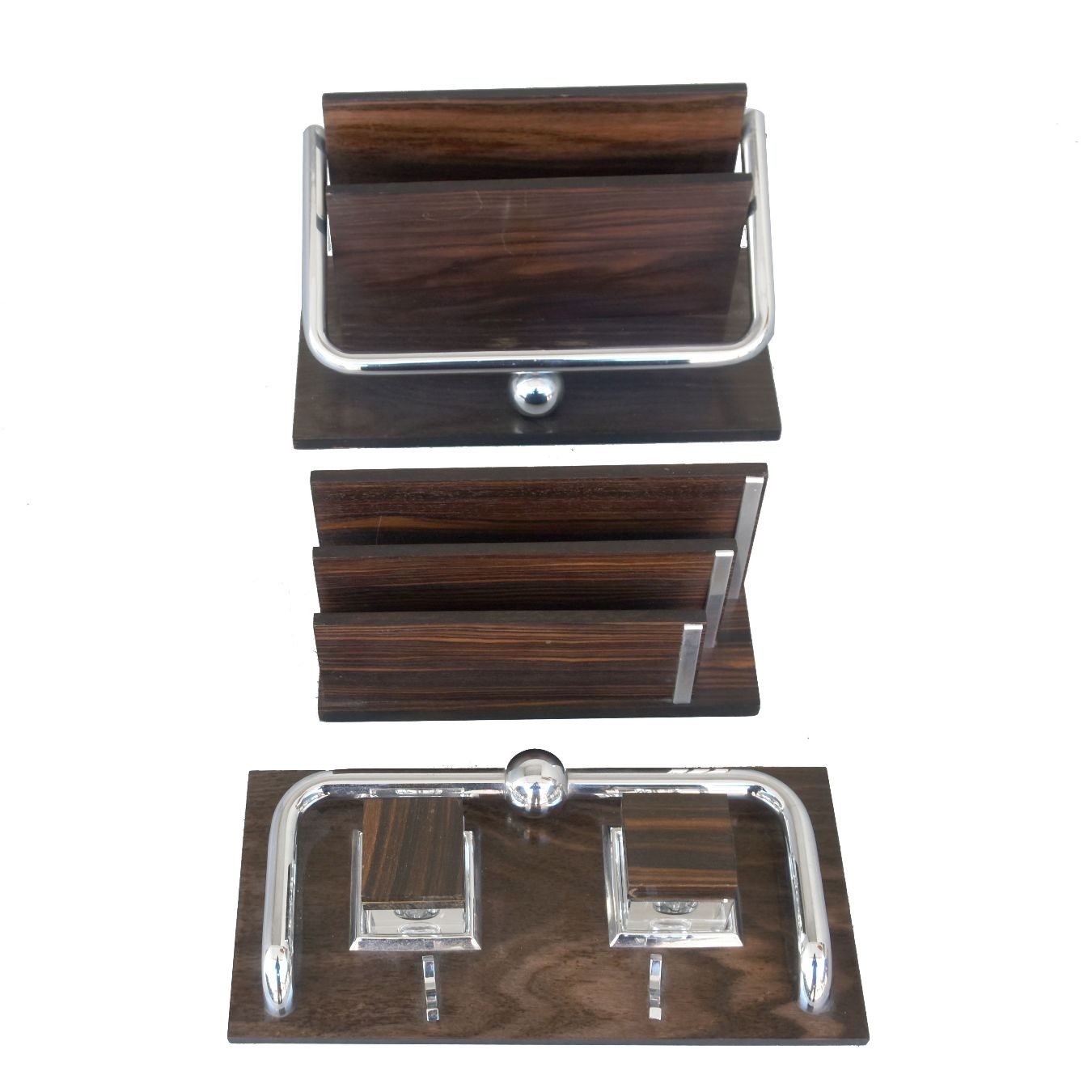 Porte lettre et set de bureau en macassar Art déco 1930