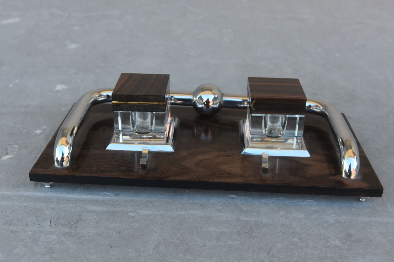 Porte lettre et set de bureau en macassar Art déco 1930