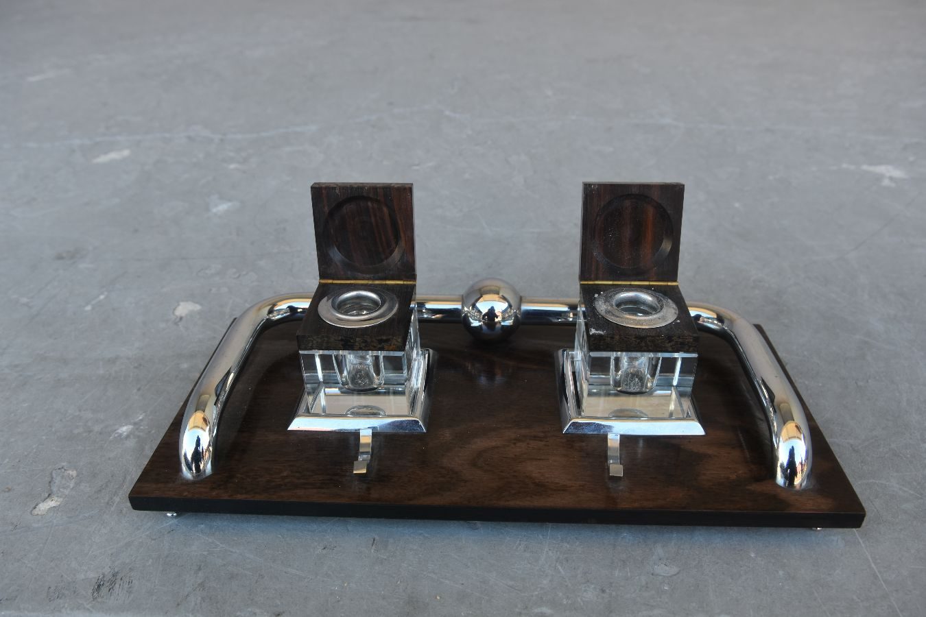 Porte lettre et set de bureau en macassar Art déco 1930