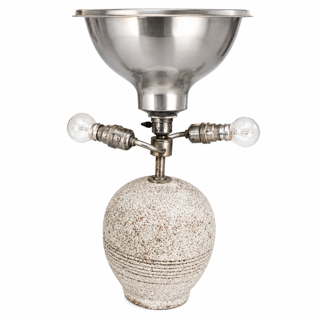 Lampe en céramique et métal à 2 feux années 50