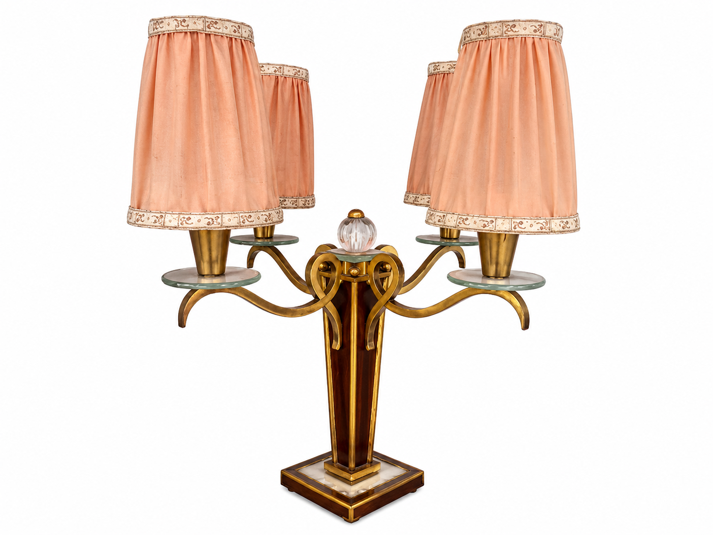 Lampe 1940 bronze et palissandre 4 feux