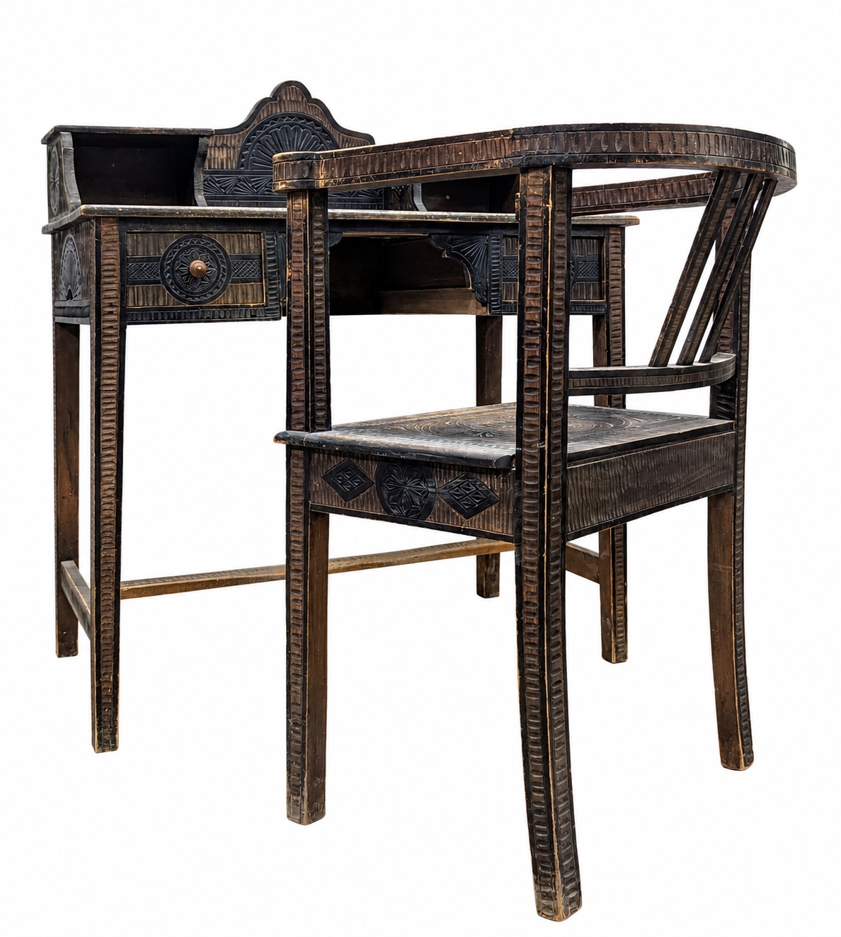Ensemble de bureau et son fauteuil travail roumain, 1910