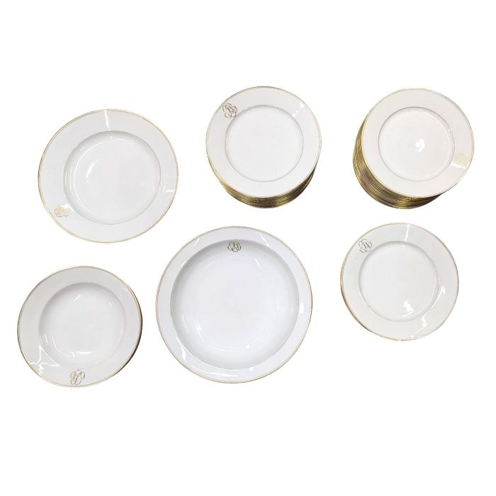 Assiette filet doré - Porcelaine - Blanc