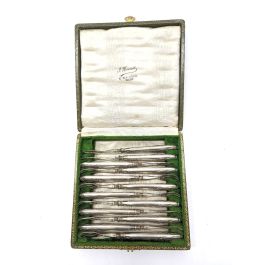 Service à huîtres argent massif 12 pièces 340 grammes