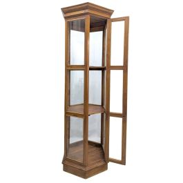 Vitrine hexagonale de magasin bois naturel 1900