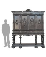 Cabinet bois noirci style Renaissance à colonnes détachées et torsadées XIXème