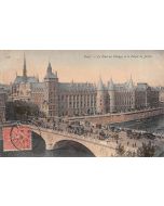 Carte postale ancienne - Paris, le pont au change et le palais de justice