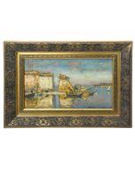 Scène de Port peinture à l'huile sur toile Olive des Martigues