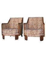 Fauteuils club 1930 Art déco en chêne (paire)