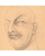 Dessin original portrait caricature au crayon sur papier début XXème 