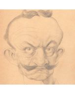 Dessin original portrait caricature au crayon sur papier Comte J.H von Bernstorff début XXème