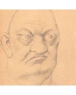 Dessin original portrait caricature au crayon Maréchal Von Bulow sur papier début XXème 