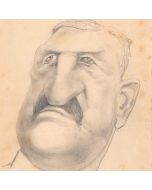 Dessin original portrait caricature Maréchal Von Linsingen début XXème 