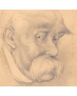 Dessin original portrait caricature au crayon sur papier de Georges Clémenceau début XXème 