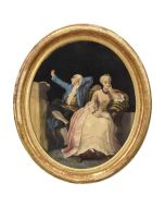 Médaillon scène galante "l'ennui" d'époque XIXème