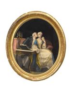 Médaillon scène galante "le baiser" d'époque XIXème