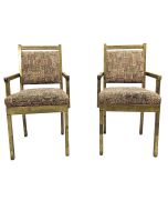 Paire de Fauteuils orientalistes en laiton gravé 