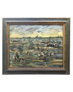 Huile sur toile signé d'Orcino paysage de Camargue époque 20ème